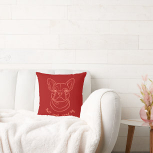 Coussin Ligne artistique Bouledogue français. Construit pe