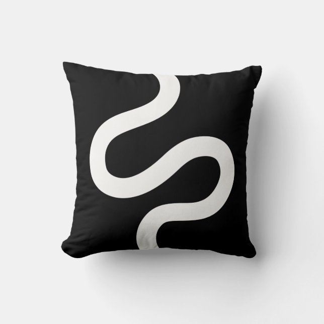 Coussin Ligne courbe 02 - Blanc sur noir (Recto)