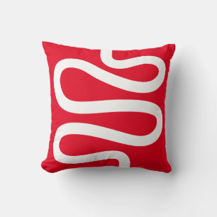 Coussin Ligne courbe - Blanc sur rouge