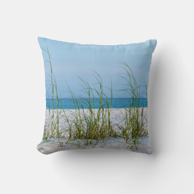Coussin Ligne D'Aiguilles De Mer En Sable Blanc (Recto)