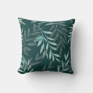 Coussin Ligne d'aquarelle Dessin de feuillage Feuille Plan