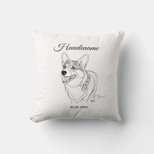 Coussin Ligne d'art de Corgi chien personnalisé