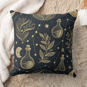 Coussin Ligne d'art doré céleste - Phases lunaires et poti