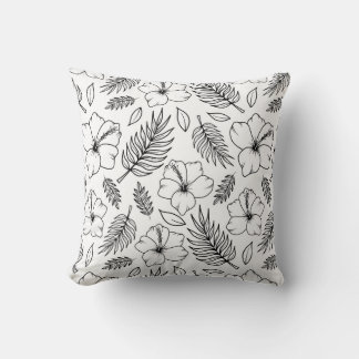 Coussin Ligne d'art graphique d'Hibiscus Tropical