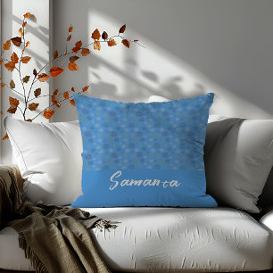 Coussin Ligne de cercle géométrique vintage nom bleu