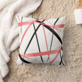 Coussin Ligne Moderne Géométrie Cool Blanche Rose-Noir (Couverture)