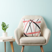 Coussin Ligne Moderne Géométrie Cool Blanche Rose-Noir (Chaise)