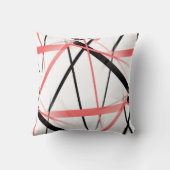 Coussin Ligne Moderne Géométrie Cool Blanche Rose-Noir (Verso)