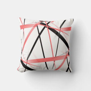 Coussin Ligne Moderne Géométrie Cool Blanche Rose-Noir