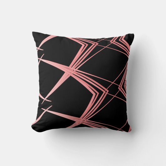 Coussin Ligne Moderne Motif Noir Et Rose (Recto)