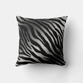 Coussin Ligne noire moderne Zebra Silver (Verso)
