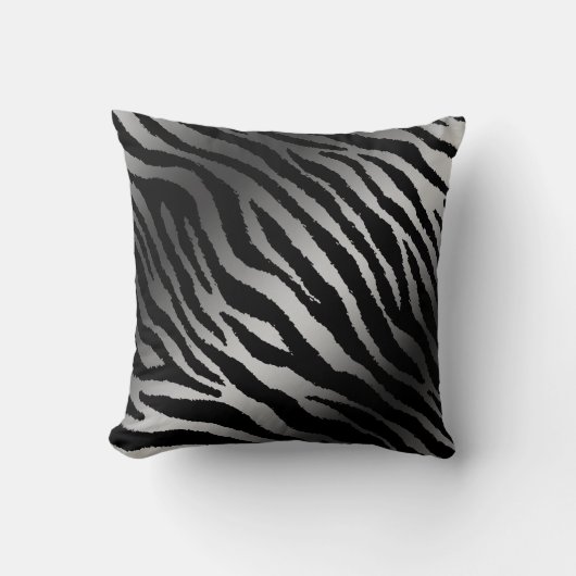 Coussin Ligne noire moderne Zebra Silver (Recto)