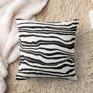 Coussin Ligne ondulée Noir Blanc
