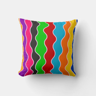 Coussin Ligne ondulée verticale colorée motif