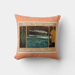 Coussin Ligne rouge ~ Antwerpen-Nouvel York d'étoile