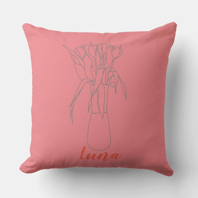 Coussin Ligne Tulip Moderne Illustration Originale Pour El (Recto)