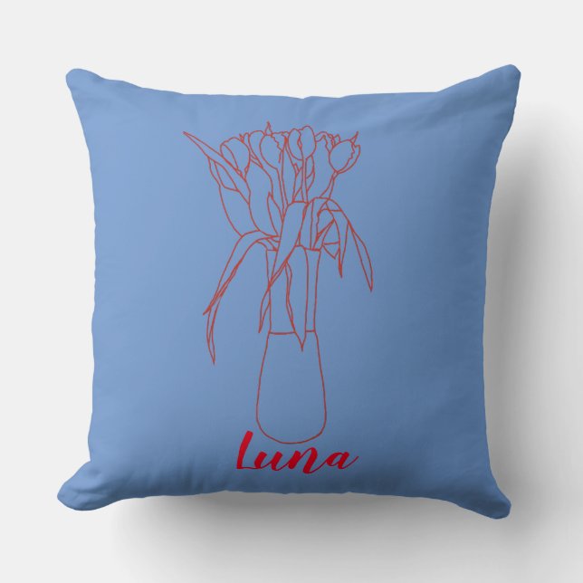 Coussin Ligne Tulip Moderne Illustration Originale Pour El (Recto)