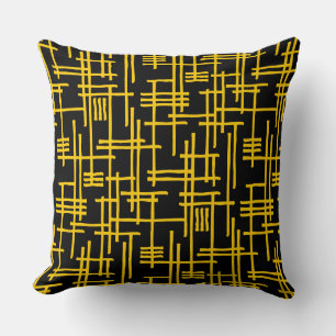 Coussin Lignes Abstraites 120923 - Ambre sur Noir