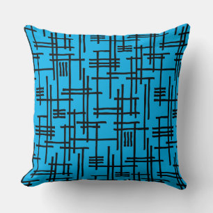 Coussin Lignes Abstraites 120923 - Noir sur Bleu Ciel