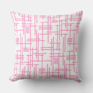 Coussin Lignes Abstraites 120923 - Rose sur blanc