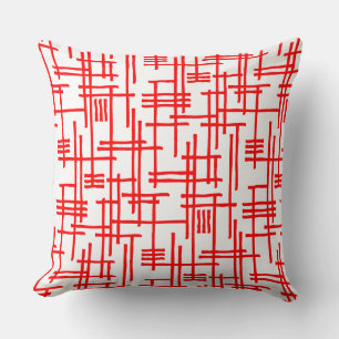 Coussin Lignes Abstraites 120923 - Rouge sur Blanc