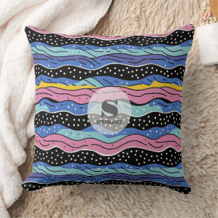 Coussin Lignes Abstraites vives avec Pois
