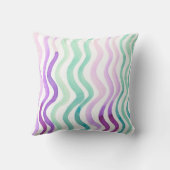 Coussin Lignes aquarelles violettes et vertes ondulées (Verso)