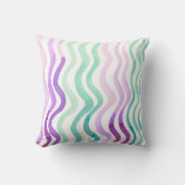 Coussin Lignes aquarelles violettes et vertes ondulées (Recto)