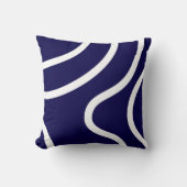 Coussin Lignes blanches abstraites élégantes sur fond bleu (Recto)