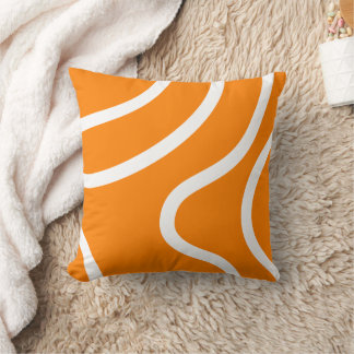 Coussin Lignes blanches abstraites minimalistes sur orange