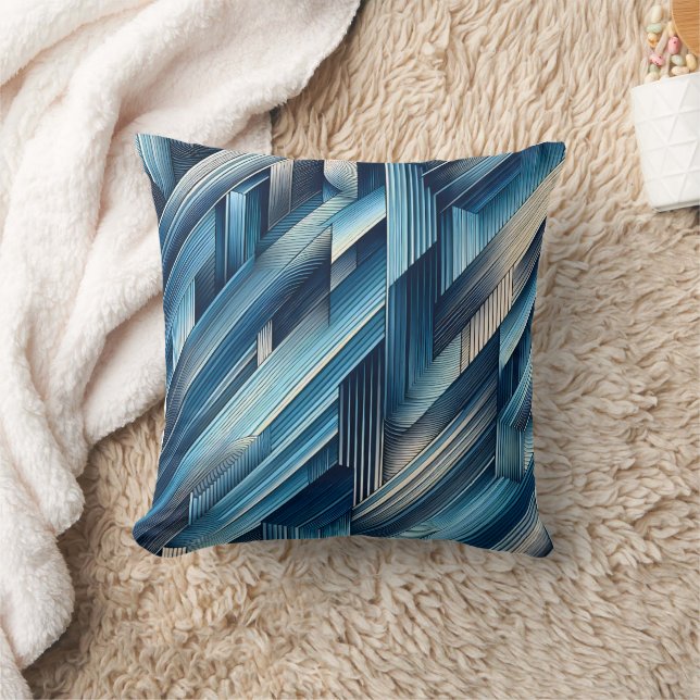 Coussin Lignes Bleues De Mouvement (Couverture)