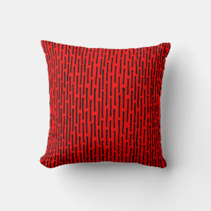Coussin Lignes brisées - Noir sur rouge