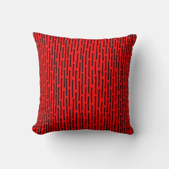Coussin Lignes brisées - Noir sur rouge (Recto)