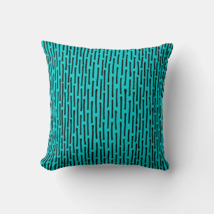 Coussin Lignes cassées - Noir sur Turquoise