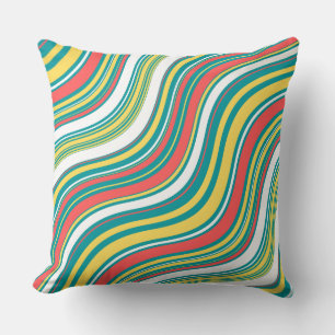 Coussin Lignes colorées bleu et rouge été moderne