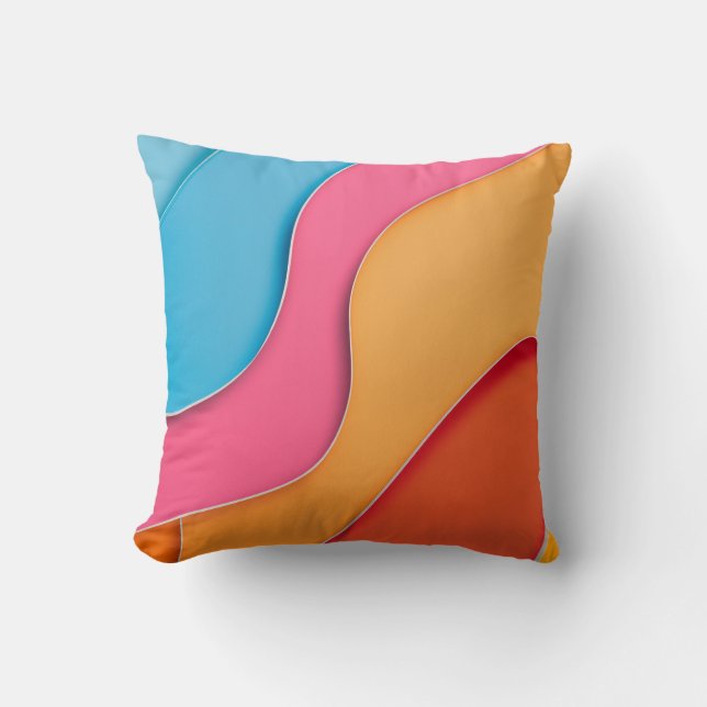 Coussin Lignes courbes de couleur vive avec espace de text (Recto)
