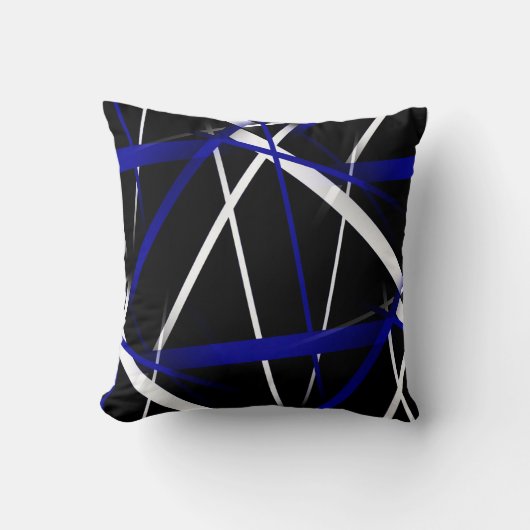 Coussin Lignes de bleu de Criss et blanches royales (Recto)