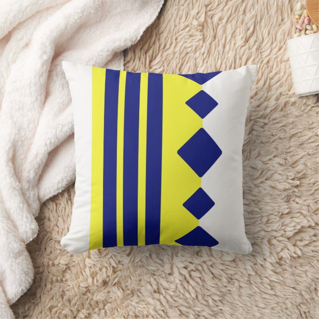 Coussin Lignes de carrés géométriques bleu jaune (Couverture)