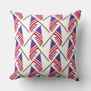 COUSSIN LIGNES DE DRAPEAUX AMÉRICAINS BLANCS ROUGES