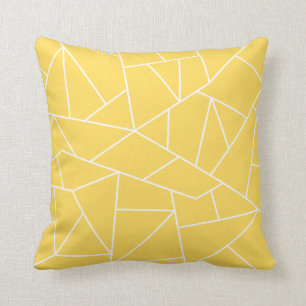 Coussin Lignes De Mosaïque Blanche Sur Jaune De La Mustar