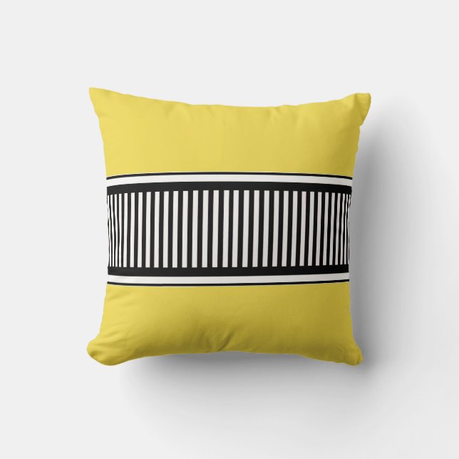 Coussin Lignes de points Polka Jaune et Noir Abstraites (Recto)