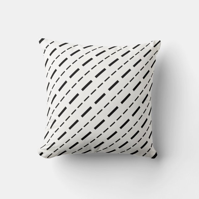 Coussin Lignes de tirets noir et blanc (Recto)