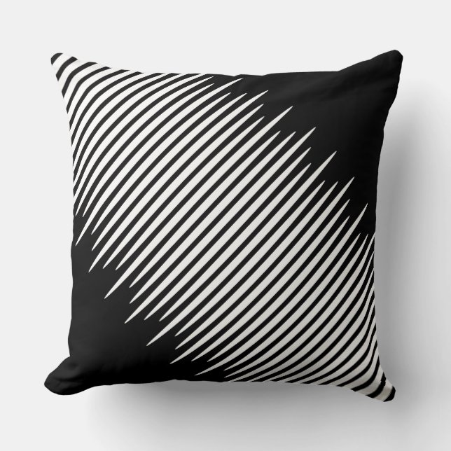 Coussin Lignes diagonales blanches décalées noires (Recto)