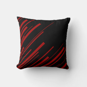 Coussin Lignes diagonales en rouge et noir