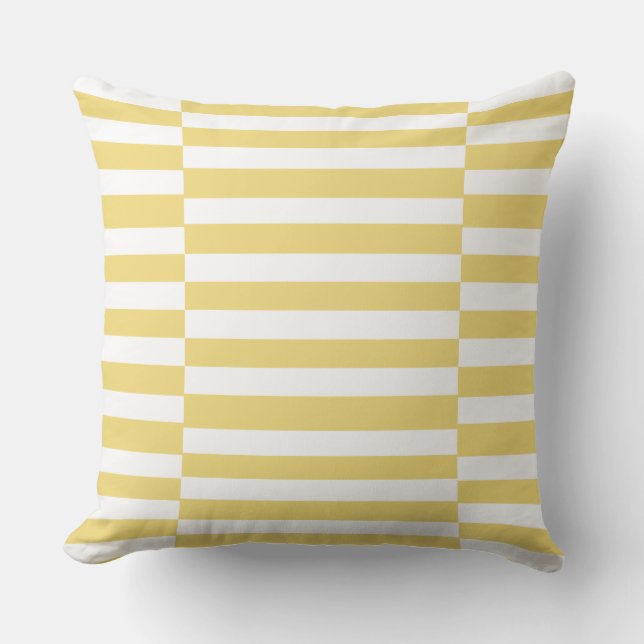 Coussin Lignes épaisses Jaunes et Blancs (Recto)
