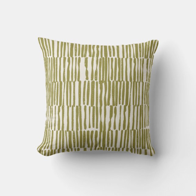 Coussin Lignes géométriques abstraites vert olive unique c (Recto)