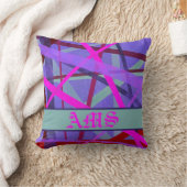 Coussin Lignes géométriques rose et violet Motif Monogramm (Couverture)