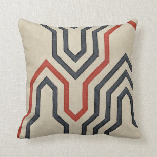 Coussin Lignes graphiques oranges et bleues