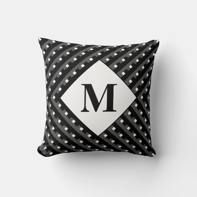 Coussin Lignes Monogram Black and Grey Angled (Recto)