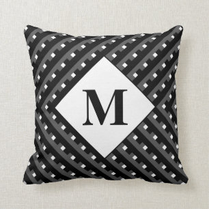 Coussin Lignes Monogram Black and Grey Angled